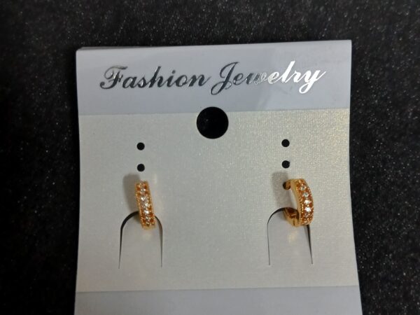 Gold Huggie Hoop Earrings with Crystals
