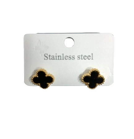 Black Clover Stainless Steel Stud Earrings