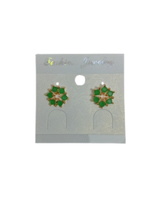 Green Floral Stud Earrings
