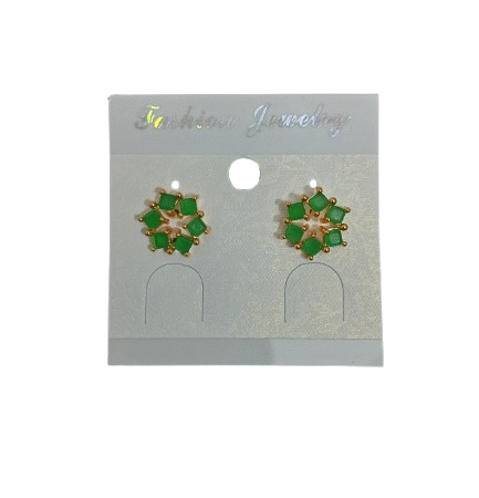 Green Floral Stud Earrings
